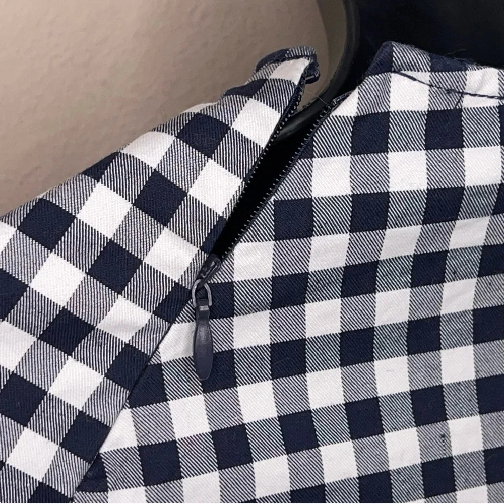 Small Victoria Beckham For Target Gingham Blue White Plaid Ruffle Preppy Cotton